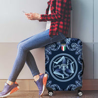 Italy Football 2026 Luggage Cover Italian Trinacria Blue Baroque Design