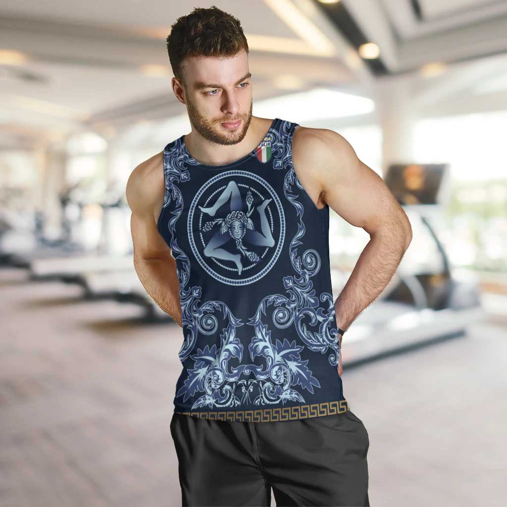 Custom Italy Football 2026 Men Tank Top Italian Trinacria Blue Baroque Design
