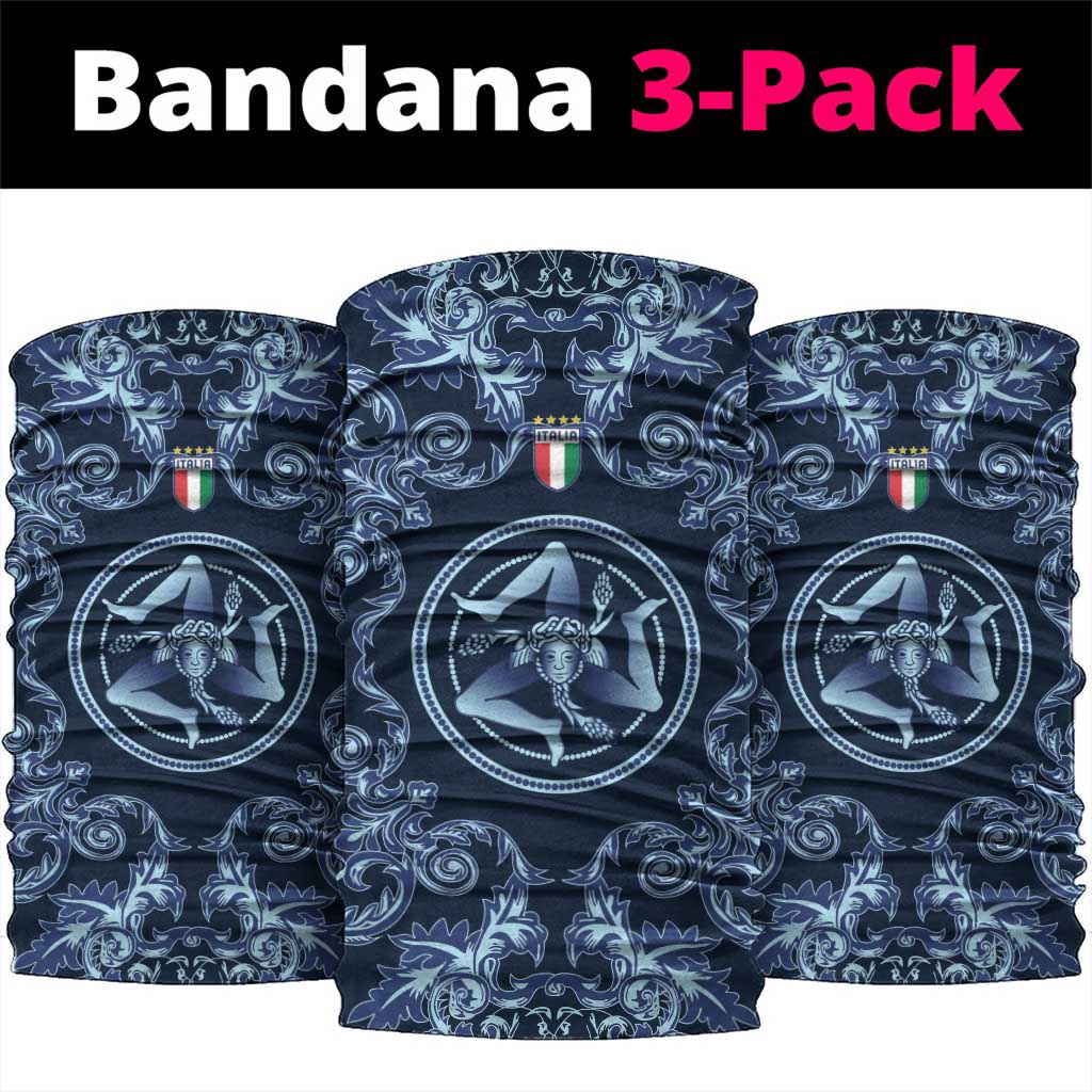 Italy Football 2026 Neck Gaiter Italian Trinacria Blue Baroque Design