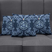 Italy Football 2026 Pillow Cover Italian Trinacria Blue Baroque Design