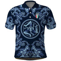 Custom Italy Football 2026 Polo Shirt Italian Trinacria Blue Baroque Design