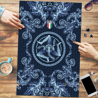 Italy Football 2026 Puzzle Italian Trinacria Blue Baroque Design