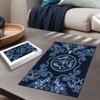 Italy Football 2026 Puzzle Italian Trinacria Blue Baroque Design