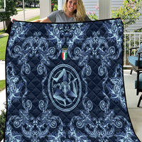 Italy Football 2026 Quilt Italian Trinacria Blue Baroque Design