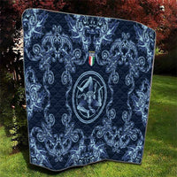 Italy Football 2026 Quilt Italian Trinacria Blue Baroque Design