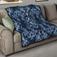 Italy Football 2026 Quilt Italian Trinacria Blue Baroque Design