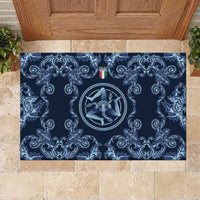 Italy Football 2026 Rubber Doormat Italian Trinacria Blue Baroque Design