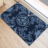 Italy Football 2026 Rubber Doormat Italian Trinacria Blue Baroque Design