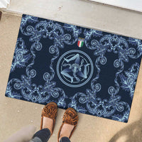 Italy Football 2026 Rubber Doormat Italian Trinacria Blue Baroque Design