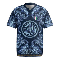 Custom Italy Football 2026 Rugby Jersey Italian Trinacria Blue Baroque Design