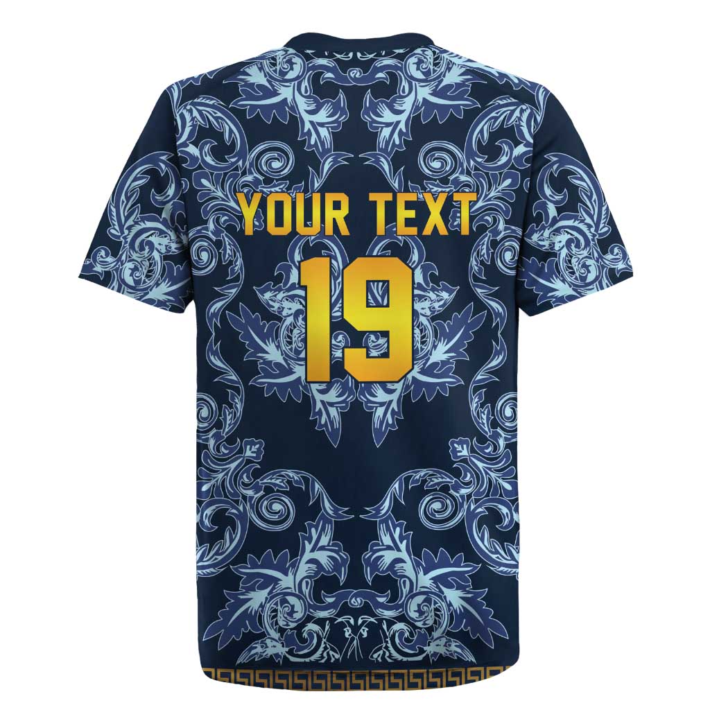 Custom Italy Football 2026 Rugby Jersey Italian Trinacria Blue Baroque Design