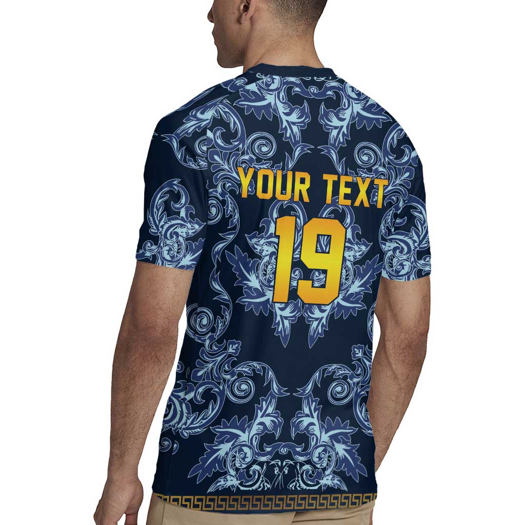 Custom Italy Football 2026 Rugby Jersey Italian Trinacria Blue Baroque Design