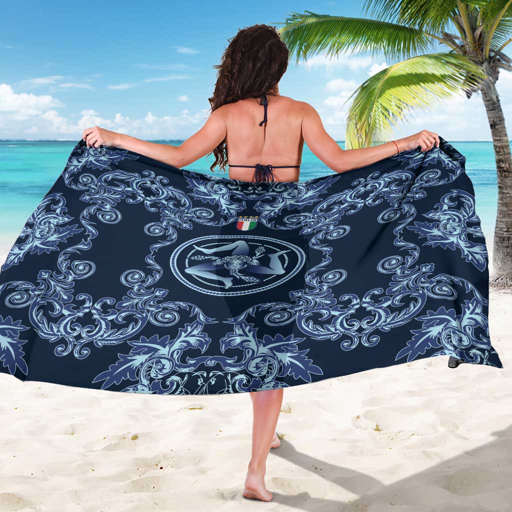 Italy Football 2026 Sarong Italian Trinacria Blue Baroque Design