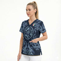 Custom Italy Football 2026 Scrub Top Italian Trinacria Blue Baroque Design