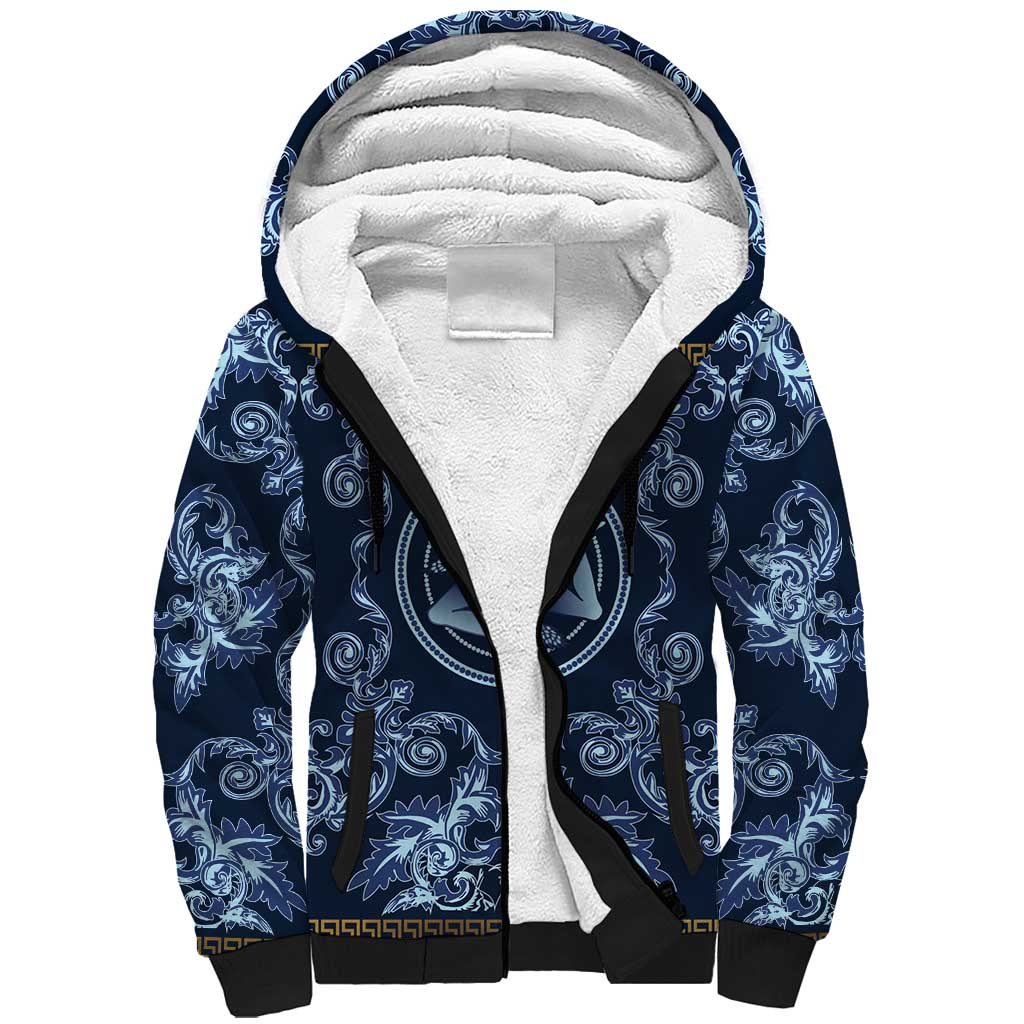 Custom Italy Football 2026 Sherpa Hoodie Italian Trinacria Blue Baroque Design