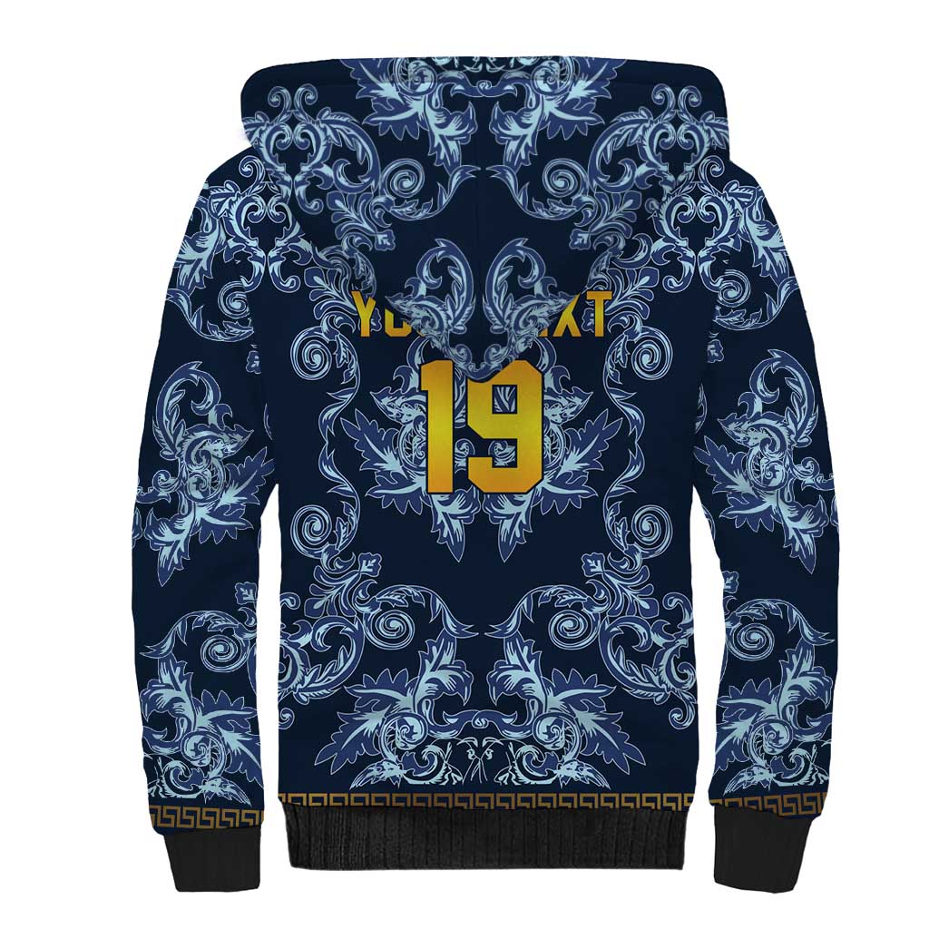 Custom Italy Football 2026 Sherpa Hoodie Italian Trinacria Blue Baroque Design
