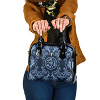 Italy Football 2026 Shoulder Handbag Italian Trinacria Blue Baroque Design