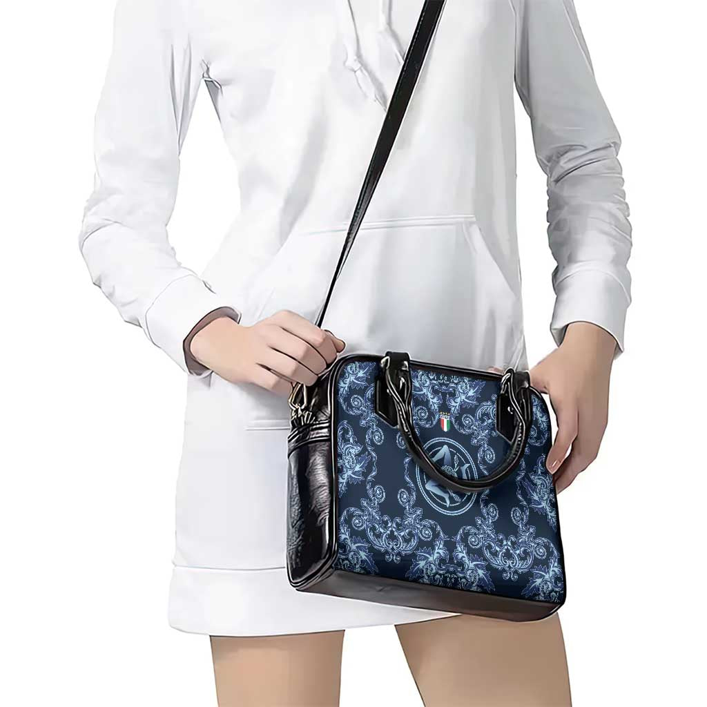 Italy Football 2026 Shoulder Handbag Italian Trinacria Blue Baroque Design