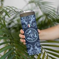 Custom Italy Football 2026 Skinny Tumbler Italian Trinacria Blue Baroque Design
