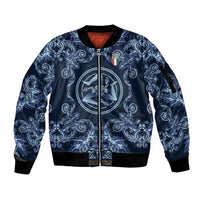 Custom Italy Football 2026 Sleeve Zip Bomber Jacket Italian Trinacria Blue Baroque Design