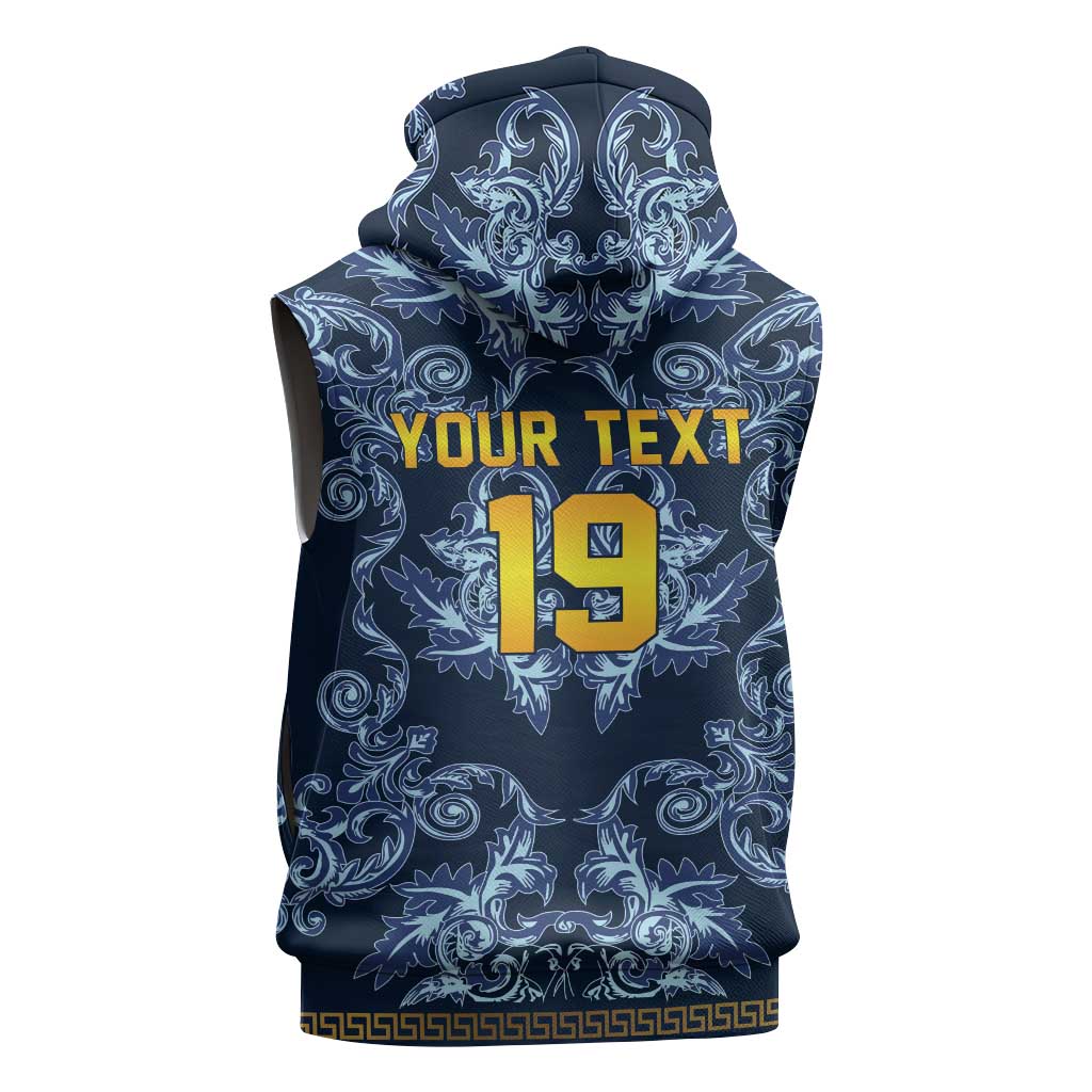 Custom Italy Football 2026 Sleeveless Hoodie Italian Trinacria Blue Baroque Design