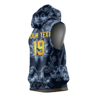 Custom Italy Football 2026 Sleeveless Hoodie Italian Trinacria Blue Baroque Design