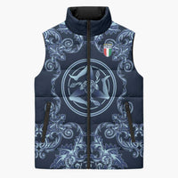 Custom Italy Football 2026 Sleeveless Puffer Jacket Italian Trinacria Blue Baroque Design