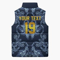 Custom Italy Football 2026 Sleeveless Puffer Jacket Italian Trinacria Blue Baroque Design
