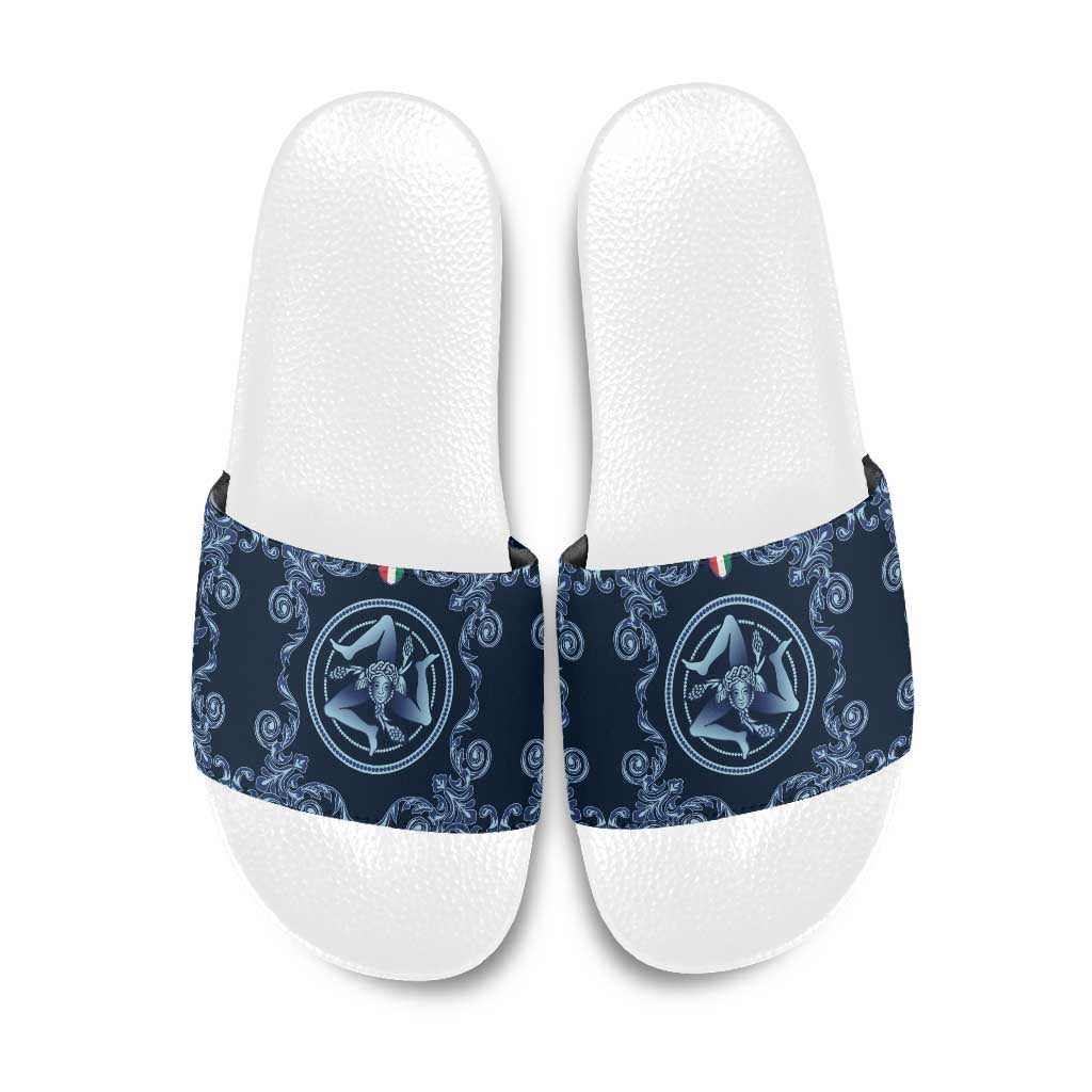 Italy Football 2026 Slide Sandals Italian Trinacria Blue Baroque Design