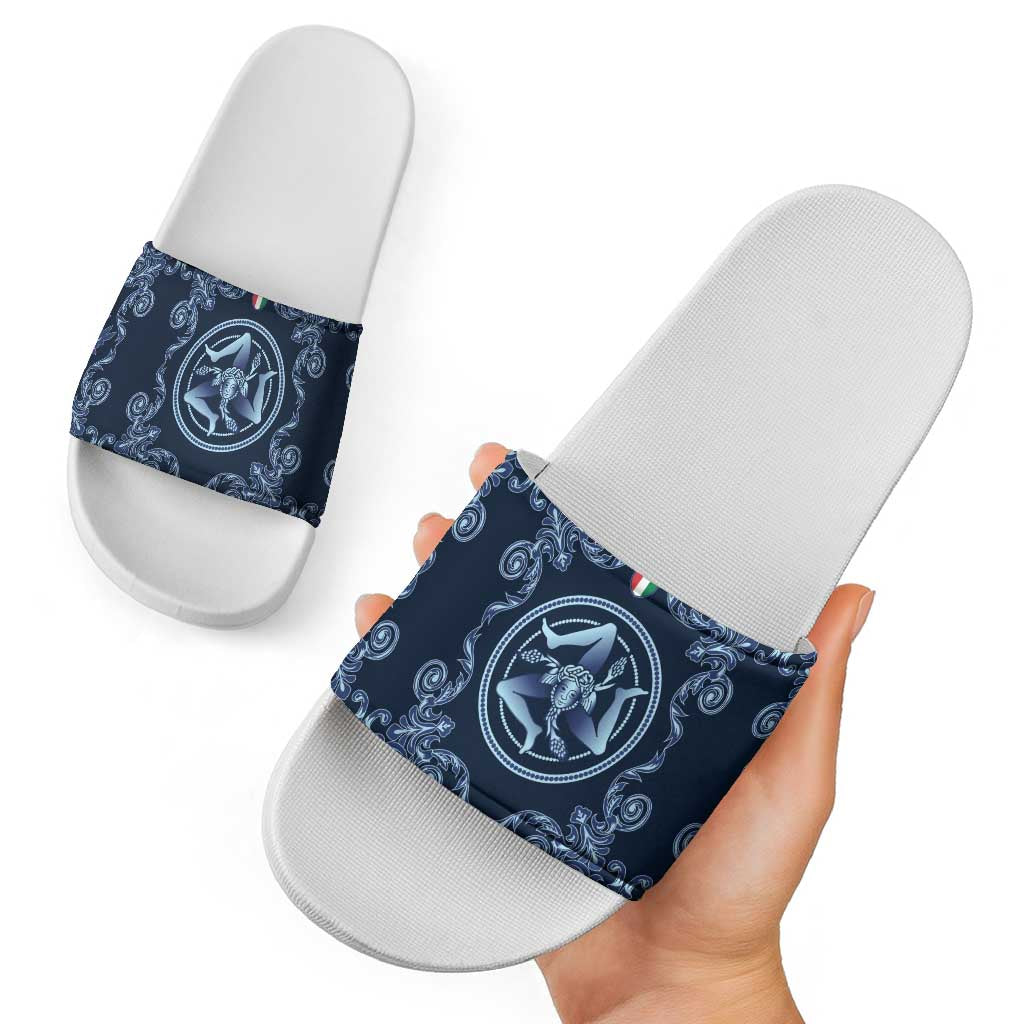 Italy Football 2026 Slide Sandals Italian Trinacria Blue Baroque Design