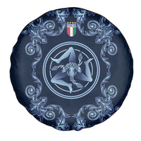 Italy Football 2026 Spare Tire Cover Italian Trinacria Blue Baroque Design