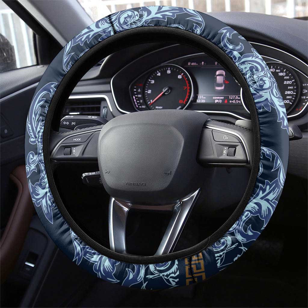 Italy Football 2026 Steering Wheel Cover Italian Trinacria Blue Baroque Design