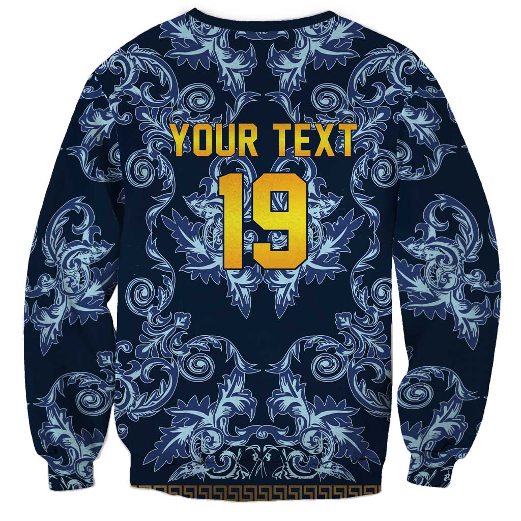 Custom Italy Football 2026 Sweatshirt Italian Trinacria Blue Baroque Design