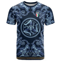 Custom Italy Football 2026 T Shirt Italian Trinacria Blue Baroque Design