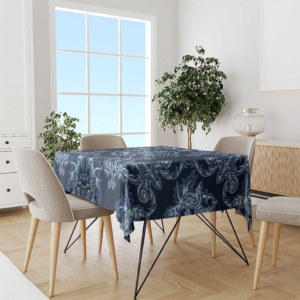 Italy Football 2026 Tablecloth Italian Trinacria Blue Baroque Design