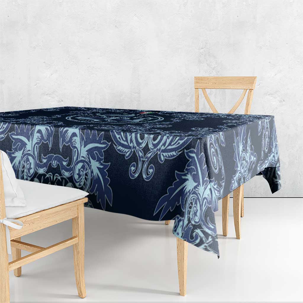 Italy Football 2026 Tablecloth Italian Trinacria Blue Baroque Design