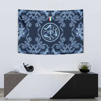 Italy Football 2026 Tapestry Italian Trinacria Blue Baroque Design