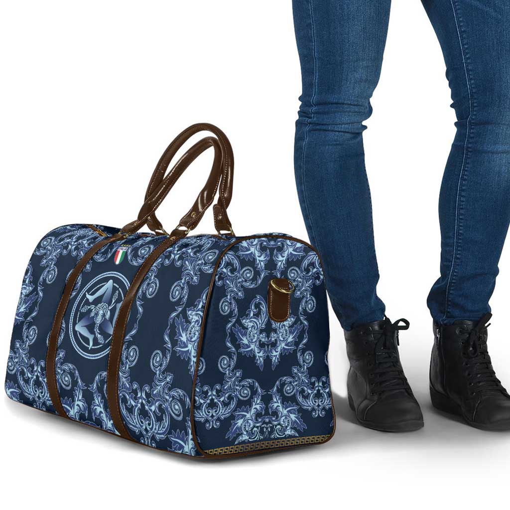 Italy Football 2026 Travel Bag Italian Trinacria Blue Baroque Design