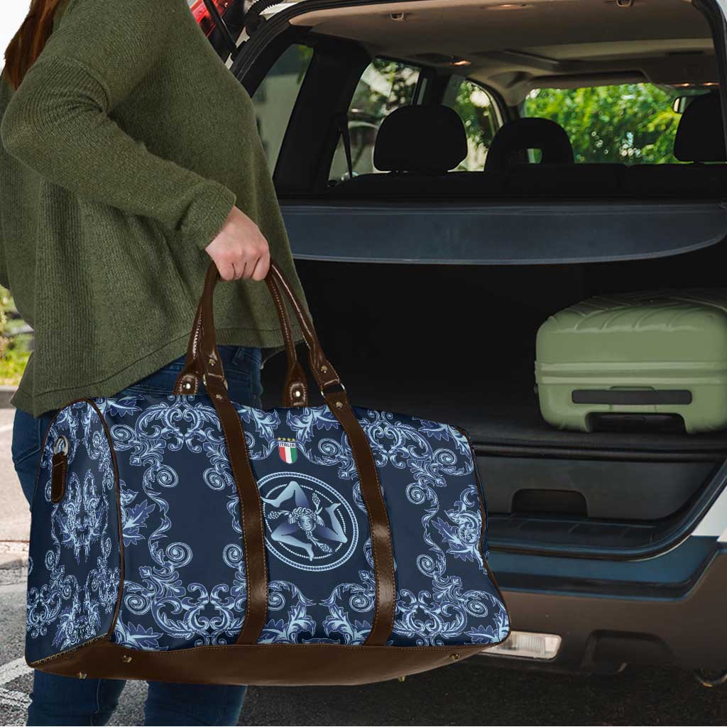 Italy Football 2026 Travel Bag Italian Trinacria Blue Baroque Design