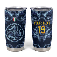 Custom Italy Football 2026 Tumbler Cup Italian Trinacria Blue Baroque Design