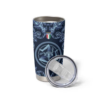 Custom Italy Football 2026 Tumbler Cup Italian Trinacria Blue Baroque Design