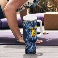 Custom Italy Football 2026 Tumbler With Handle Italian Trinacria Blue Baroque Design