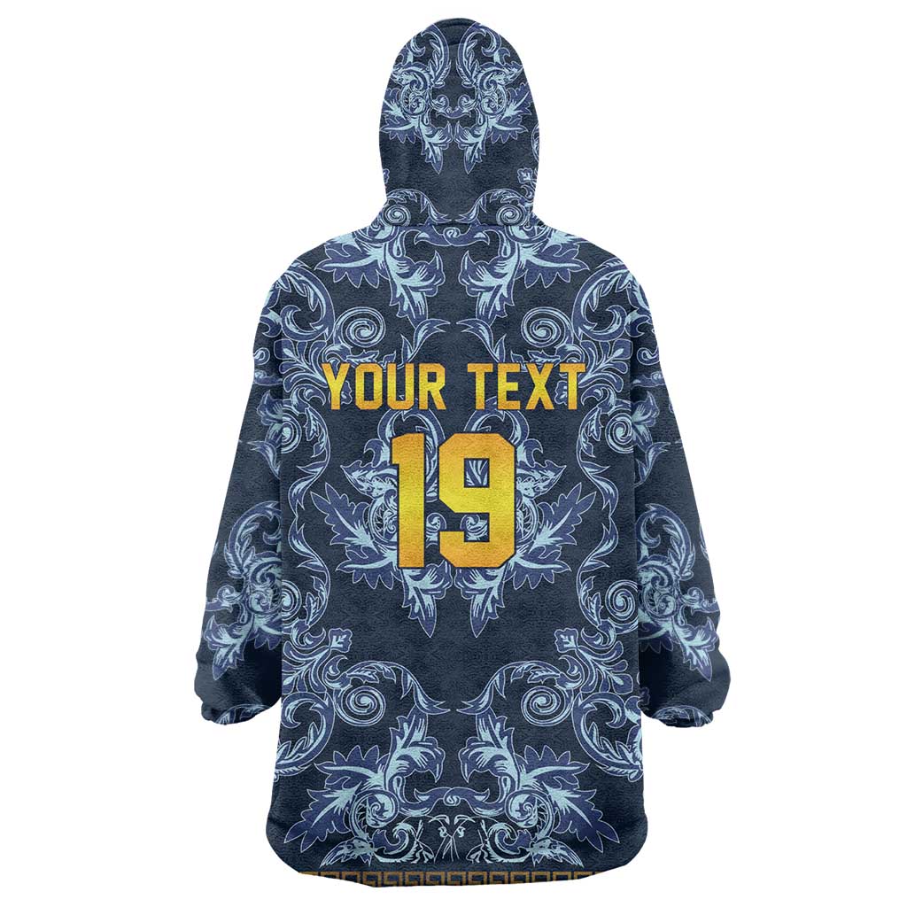 Custom Italy Football 2026 Wearable Blanket Hoodie Italian Trinacria Blue Baroque Design