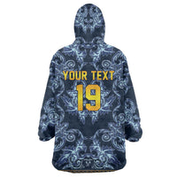 Custom Italy Football 2026 Wearable Blanket Hoodie Italian Trinacria Blue Baroque Design