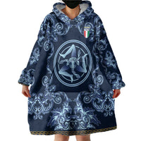 Custom Italy Football 2026 Wearable Blanket Hoodie Italian Trinacria Blue Baroque Design