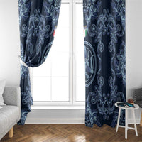 Italy Football 2026 Window Curtain Italian Trinacria Blue Baroque Design