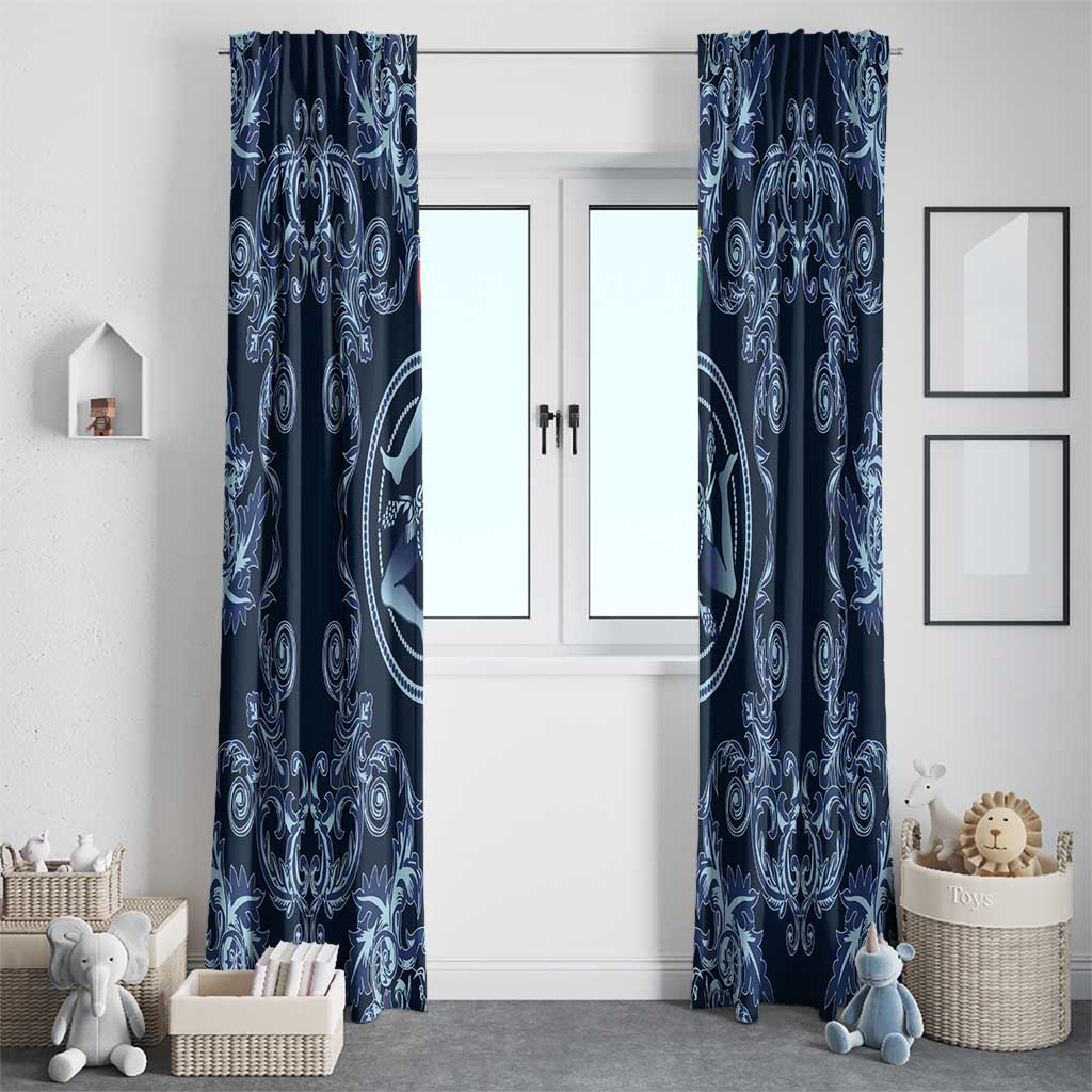 Italy Football 2026 Window Curtain Italian Trinacria Blue Baroque Design