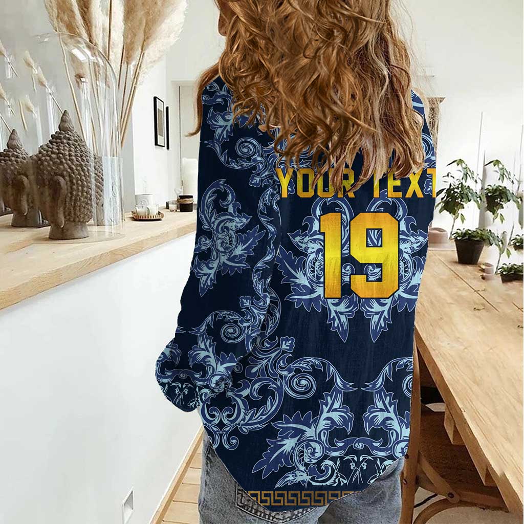 Custom Italy Football 2026 Women Casual Shirt Italian Trinacria Blue Baroque Design