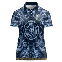 Custom Italy Football 2026 Women Polo Shirt Italian Trinacria Blue Baroque Design