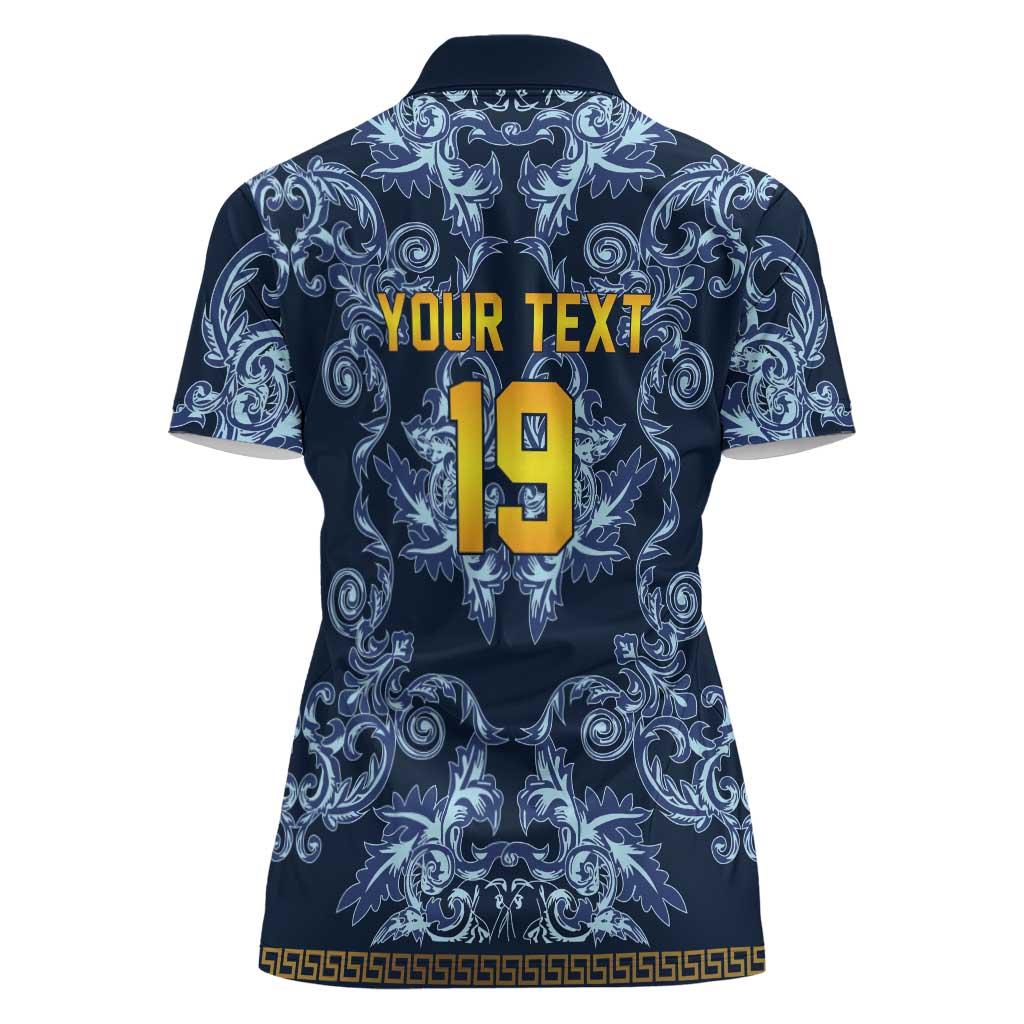 Custom Italy Football 2026 Women Polo Shirt Italian Trinacria Blue Baroque Design